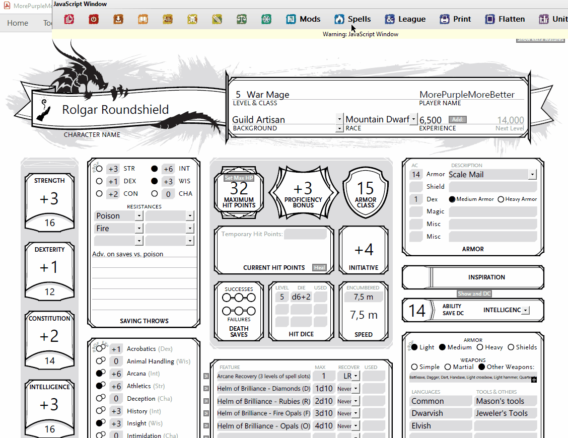 mpmbs dd 5e character tools fully automated dnd character sheets